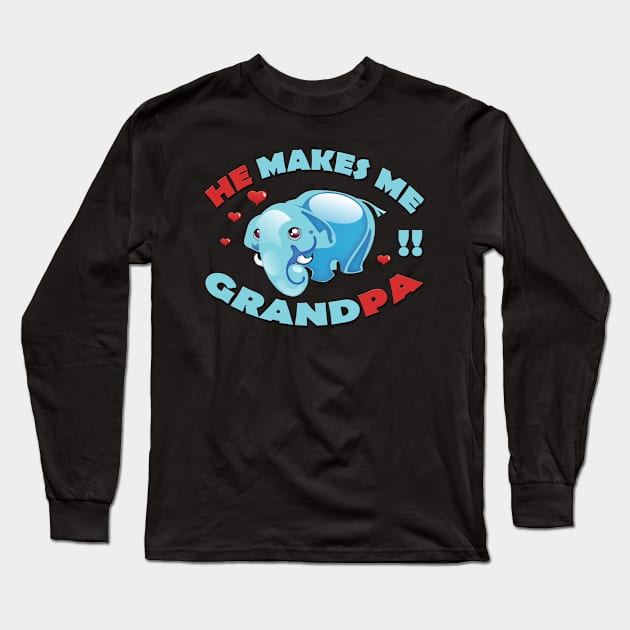 Funny Grandpa Elephant Baby Fathers Day T-Shirt Long Sleeve T-Shirt by Nassif